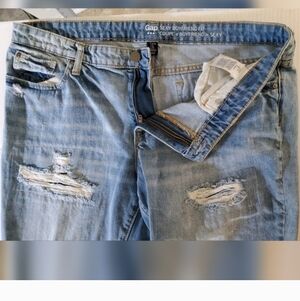 GAP Women's Light Blue Distressed Sexy Boyfriend Fit Jeans